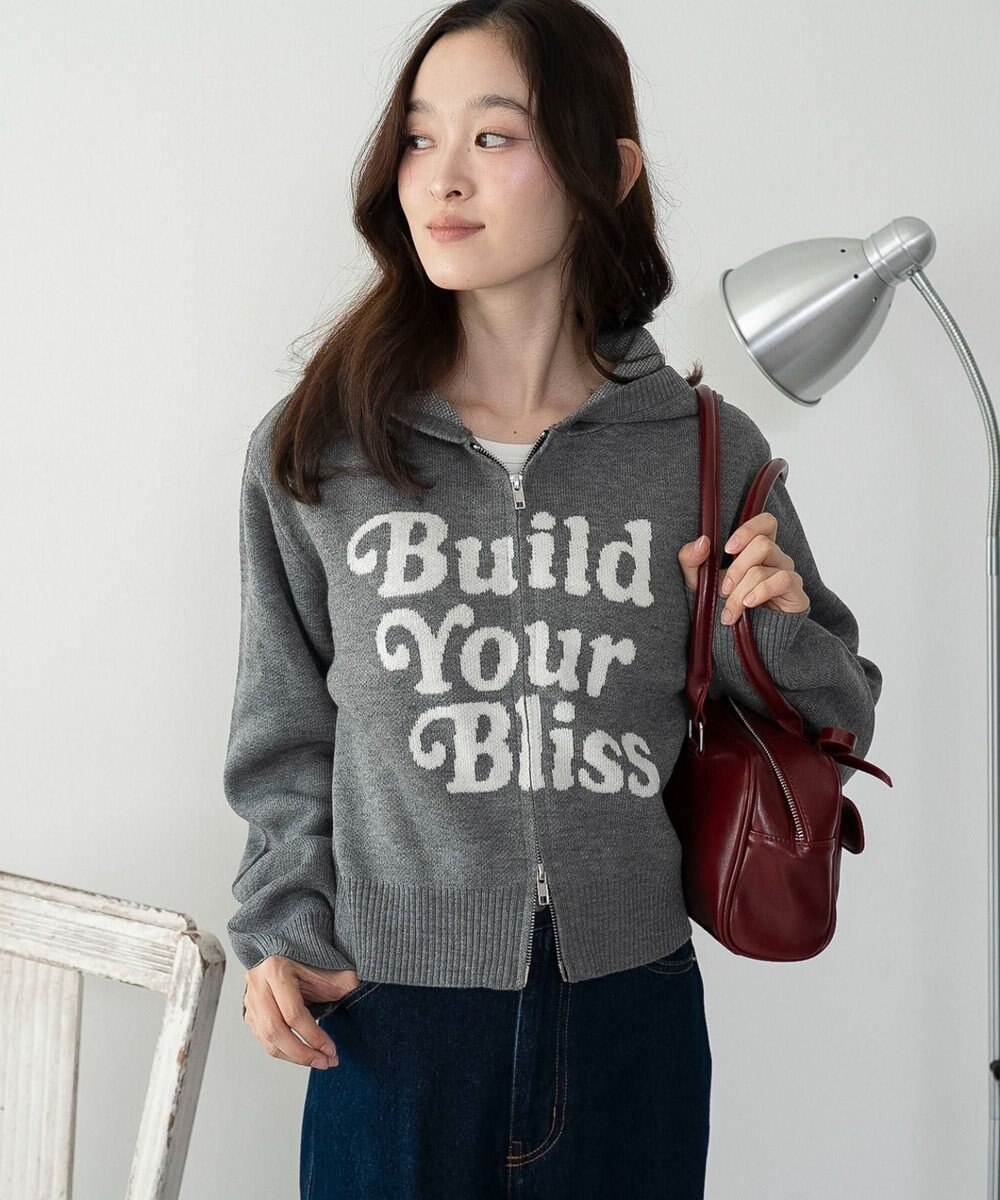 WEGO グラフィックジャガードニットZIPパーカー 