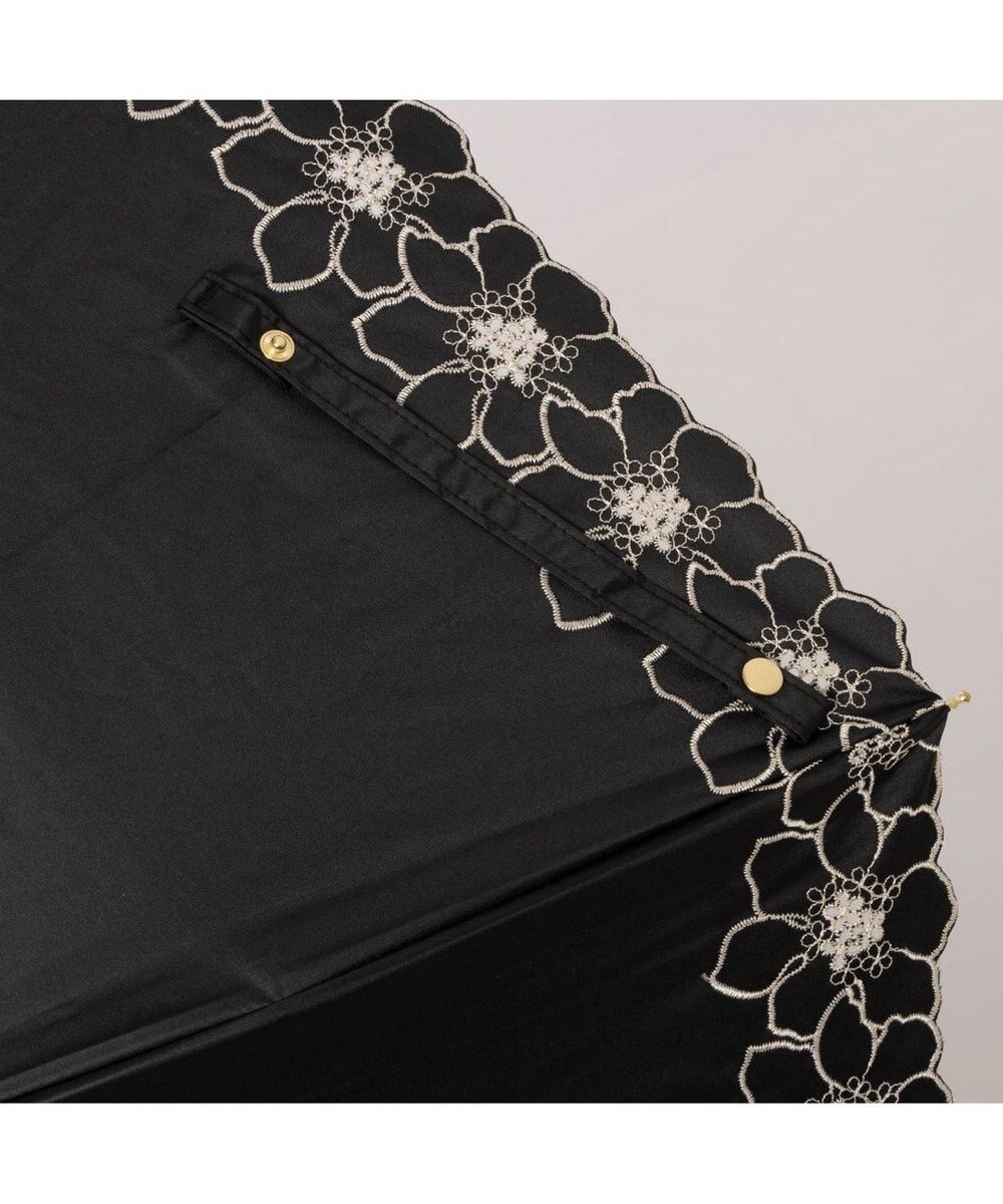 UNBILLION カシュネ cachenez / PUグレースフラワー刺繍トップレス2段折りたたみ傘 