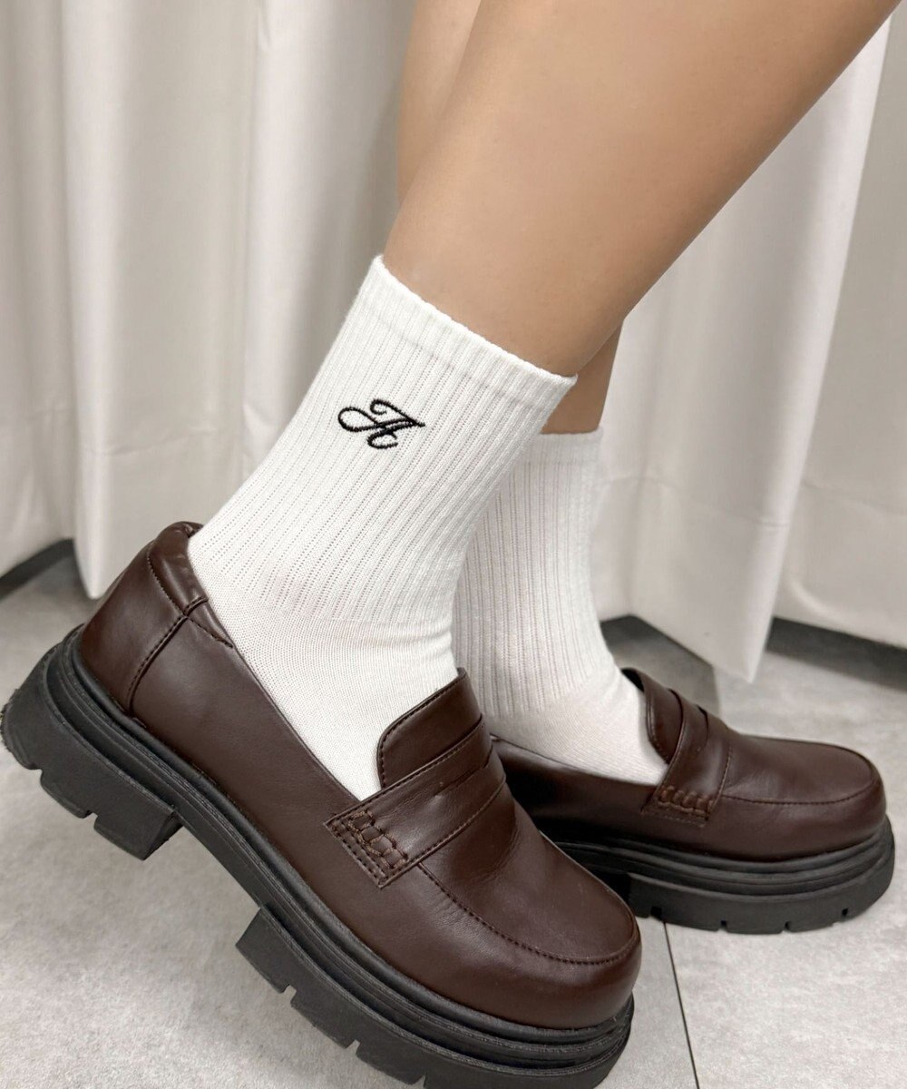 WEGO アルファベット刺繍ソックス 