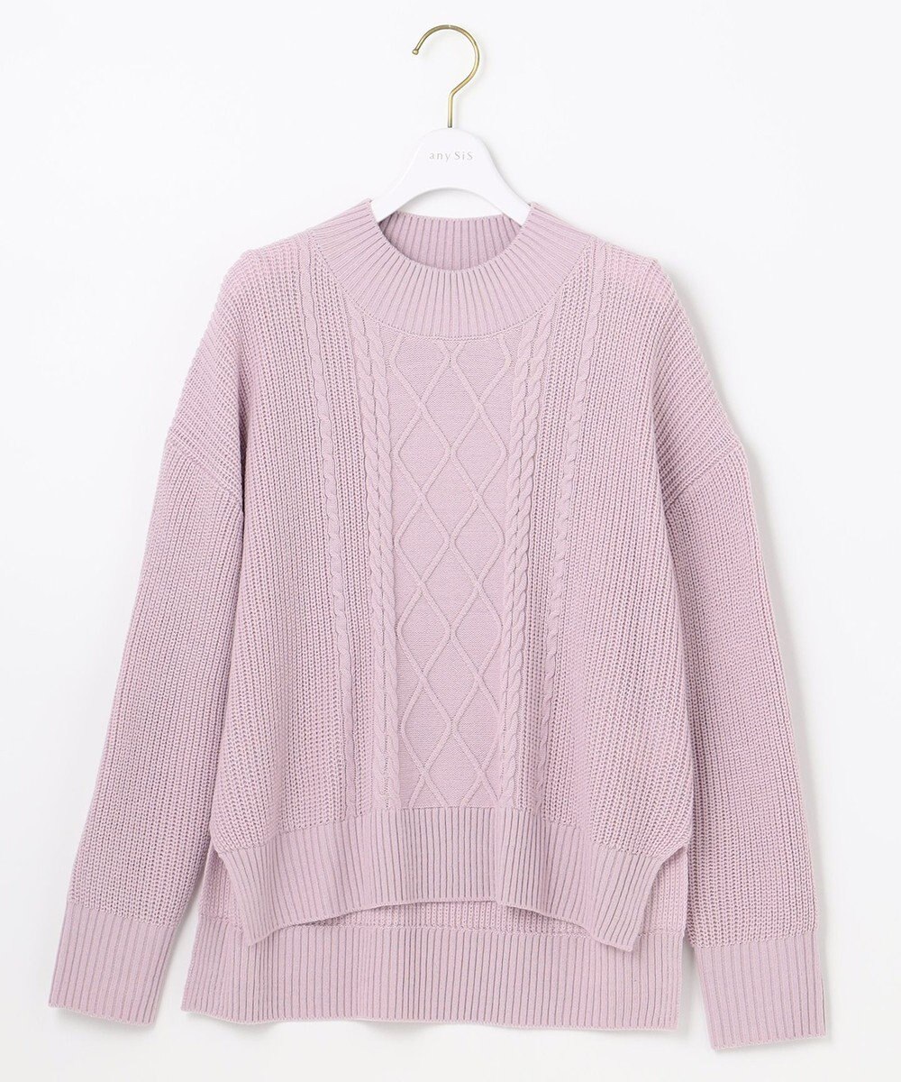 ANY SIS 【洗える】スフレハイネックケーブル ニット 