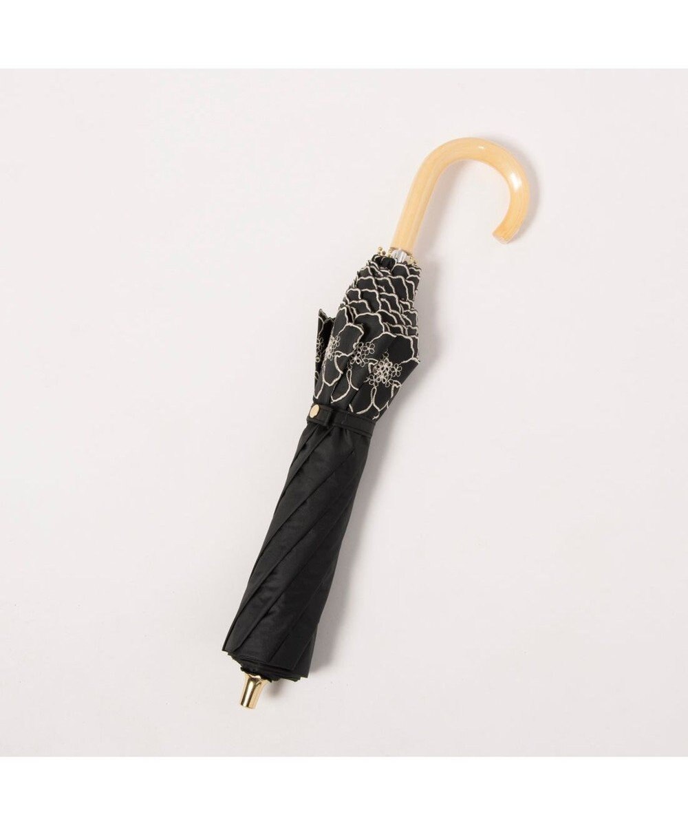 UNBILLION カシュネ cachenez / PUグレースフラワー刺繍トップレス2段折りたたみ傘 