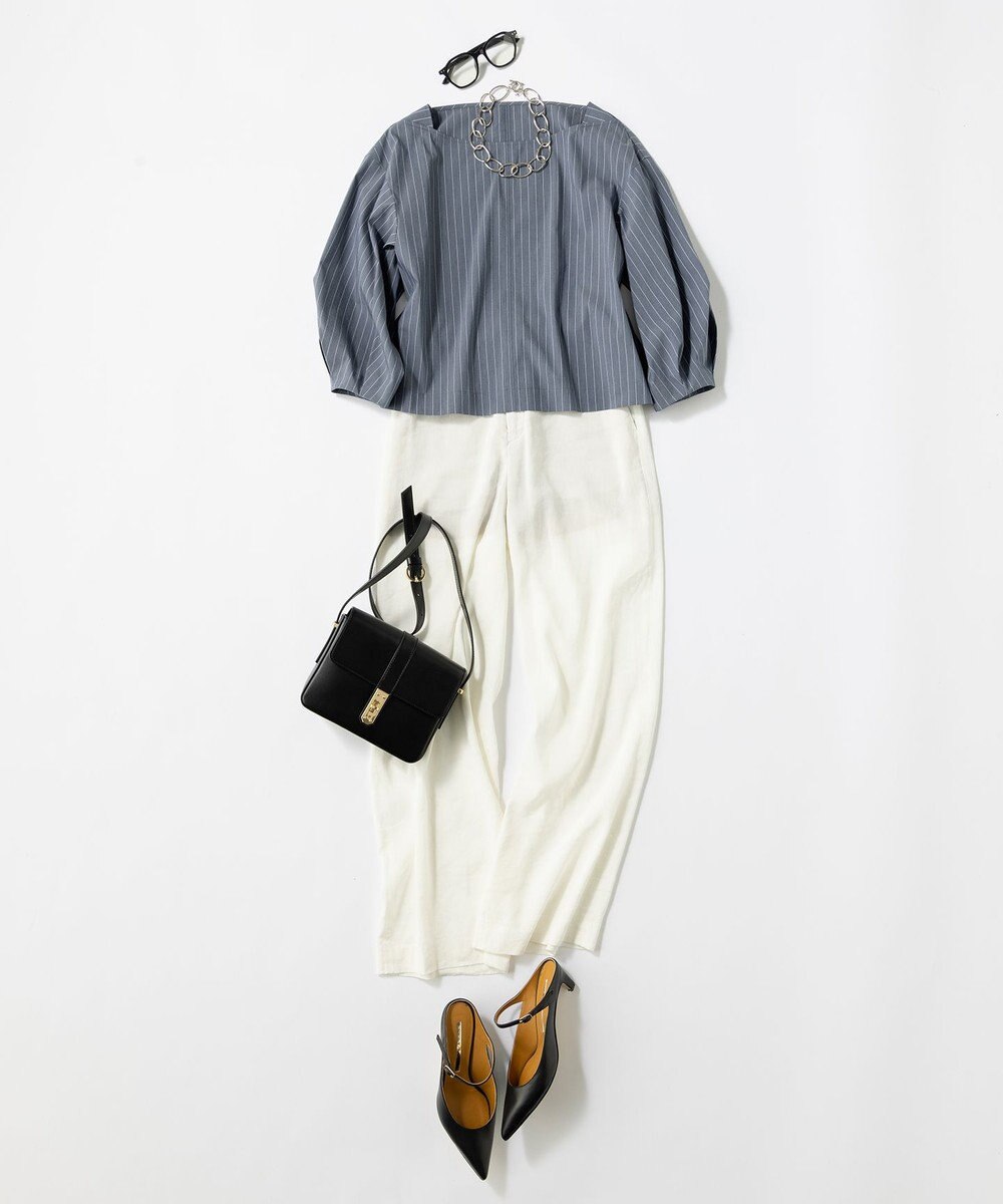 23区 S 【一部店舗限定/洗える】ハイカウントウェザーストレッチ ボートネック コンパクト ブラウス 