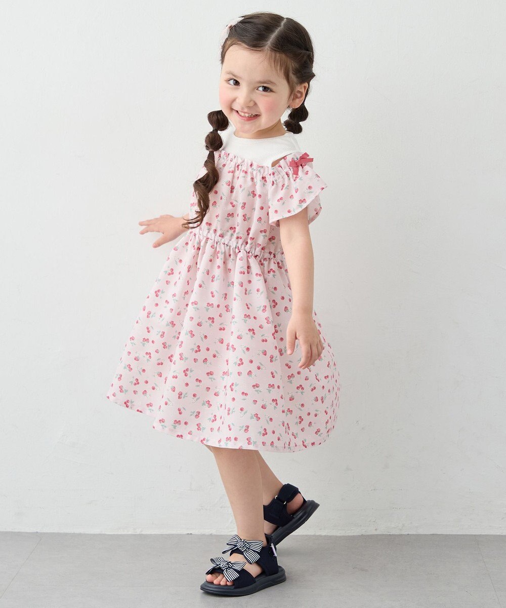 ANY KIDS 【洗濯機可能】オンオフショルダーワンピース 