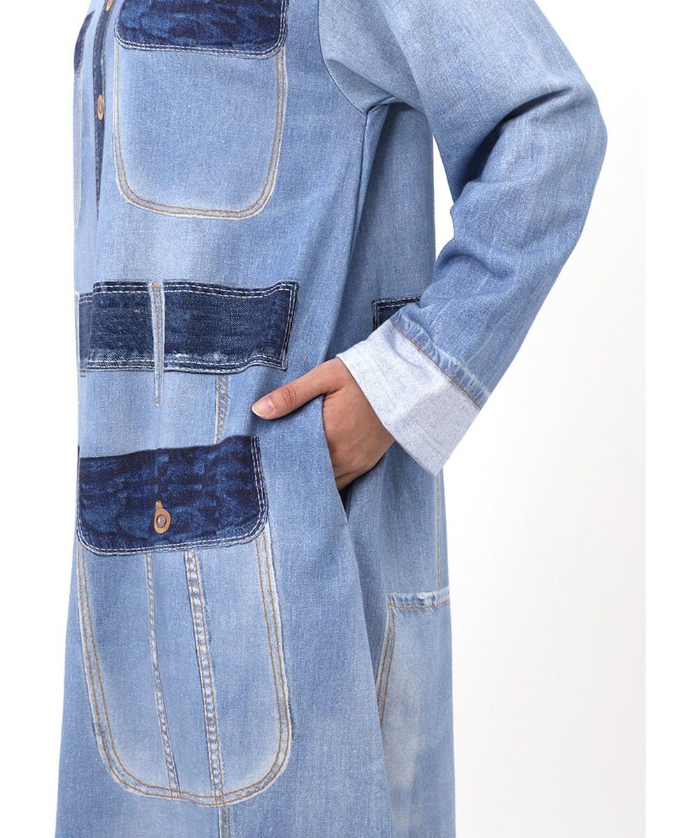 tsumori chisato SLEEP ツモリチサト ワンピース 長袖 ルームウェア 綿100%(本体) ミニ裏毛素材 デニム風プリント チュニック tsumori chisato SLEEP UNX558 /ワコール 