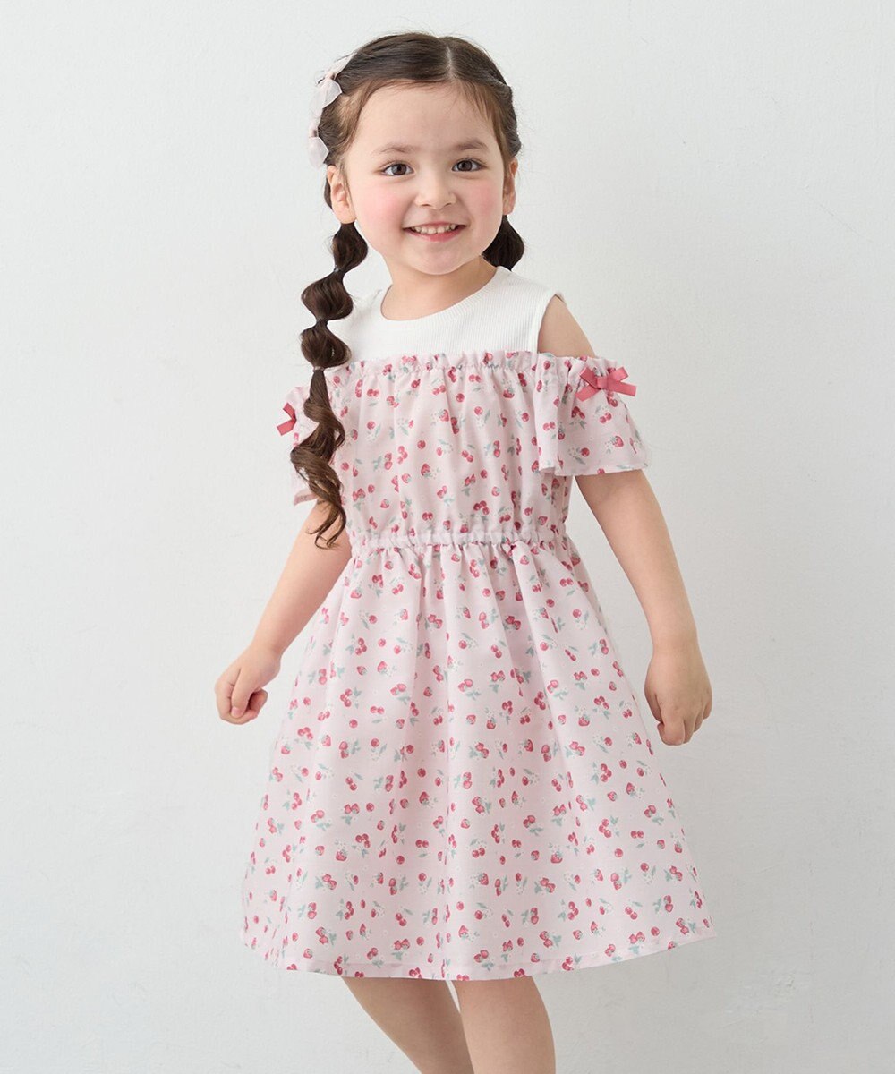 ANY KIDS 【洗濯機可能】オンオフショルダーワンピース 