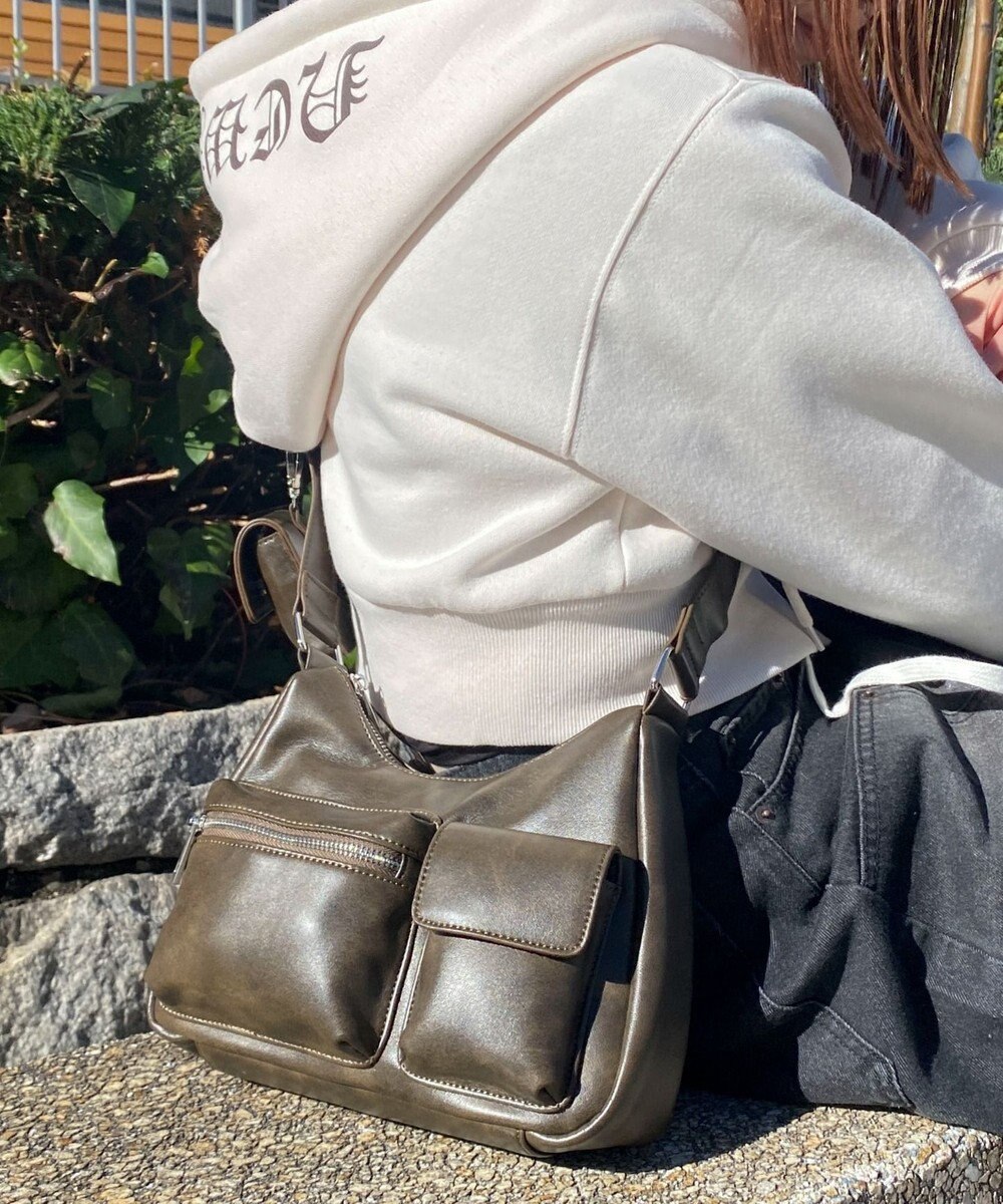 WEGO ポーチ付きランダムポケットデザインショルダー 