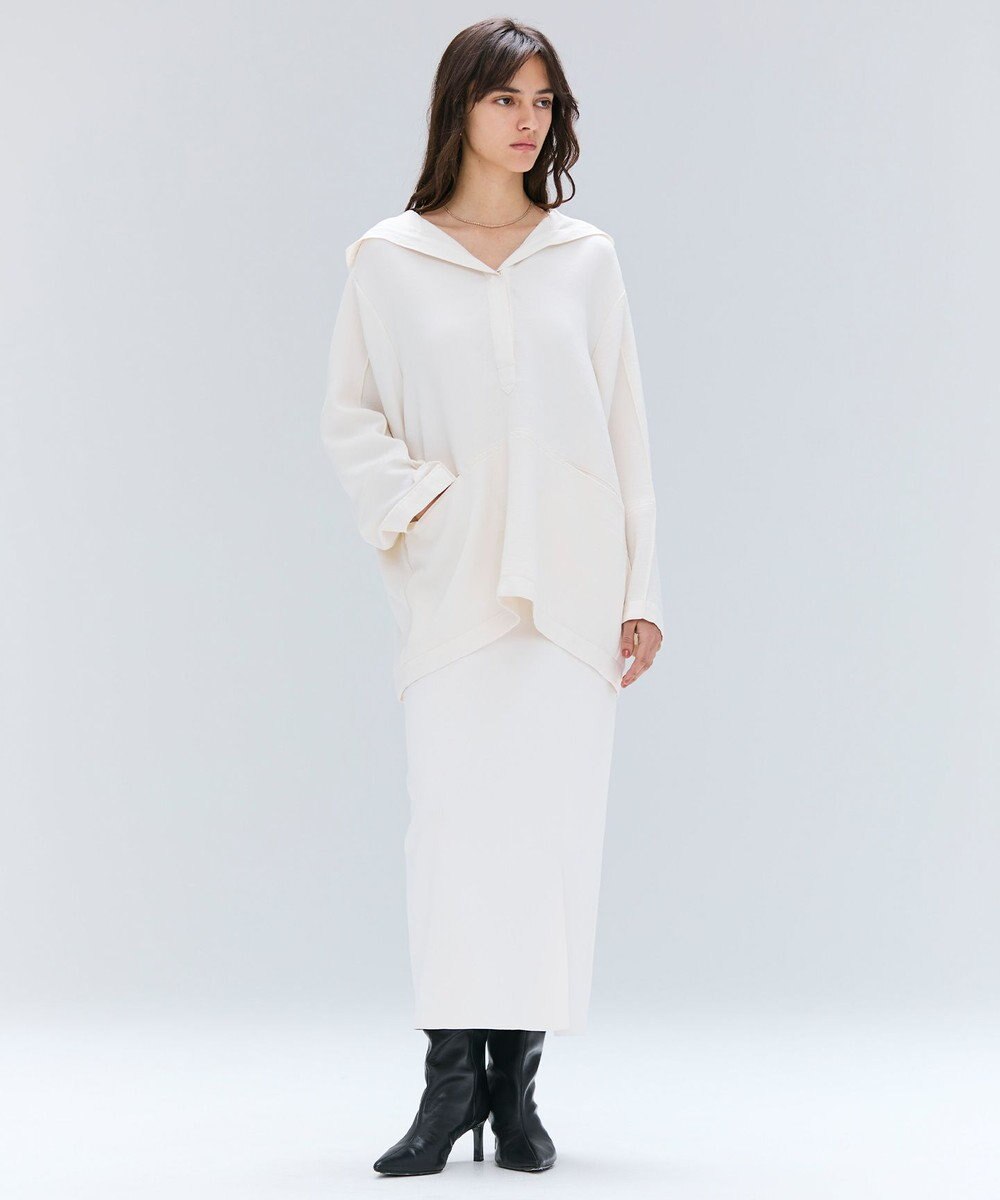 BEIGE， 【洗える】POMONA / Vネックフード付プルオーバー 