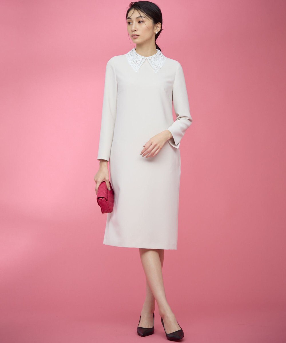 組曲 L 【KUMIKYOKU NAVY】コンフォータブルドレープ レース襟ワンピース 