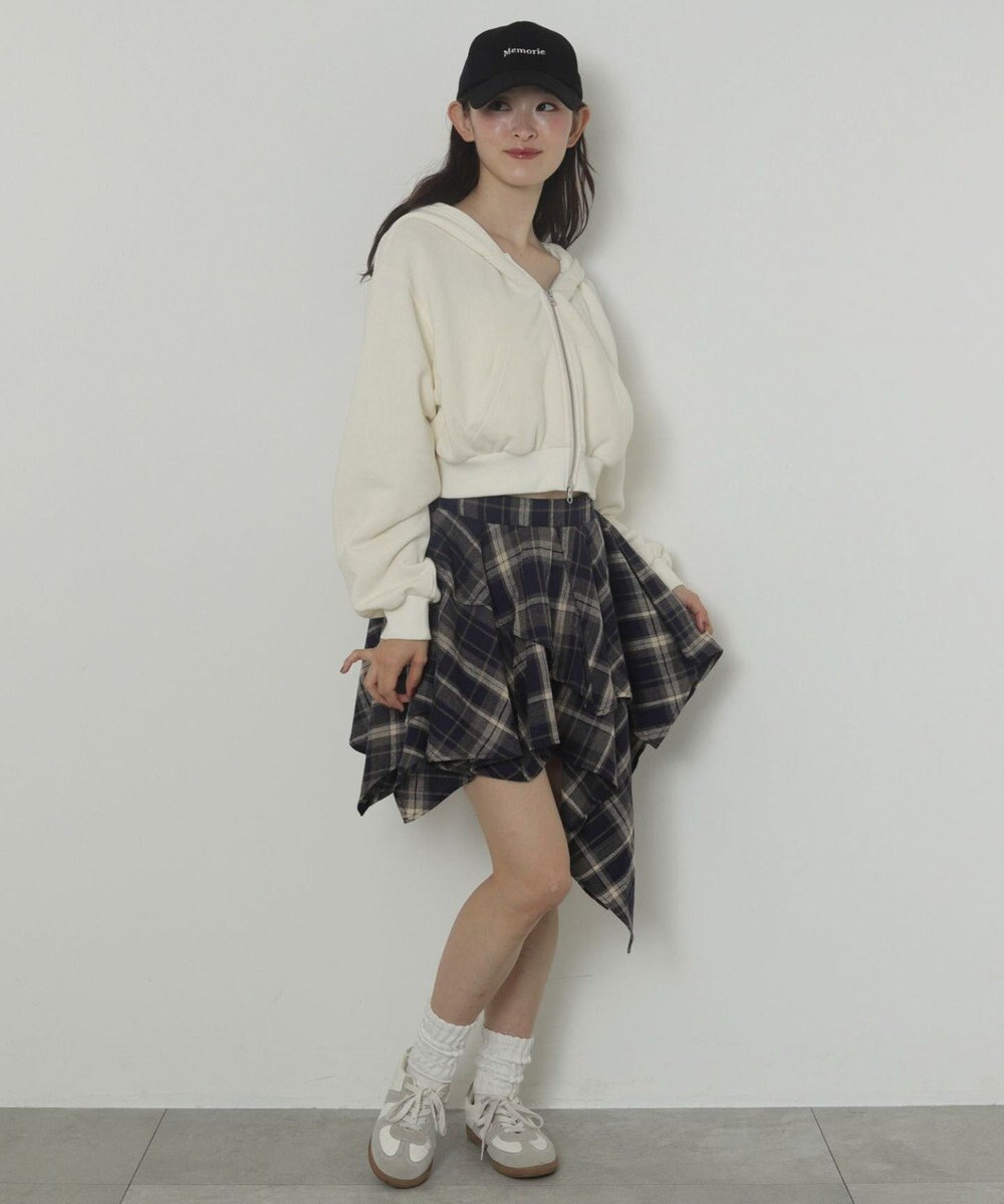 WEGO アシンメトリーチェックミニスカパン 