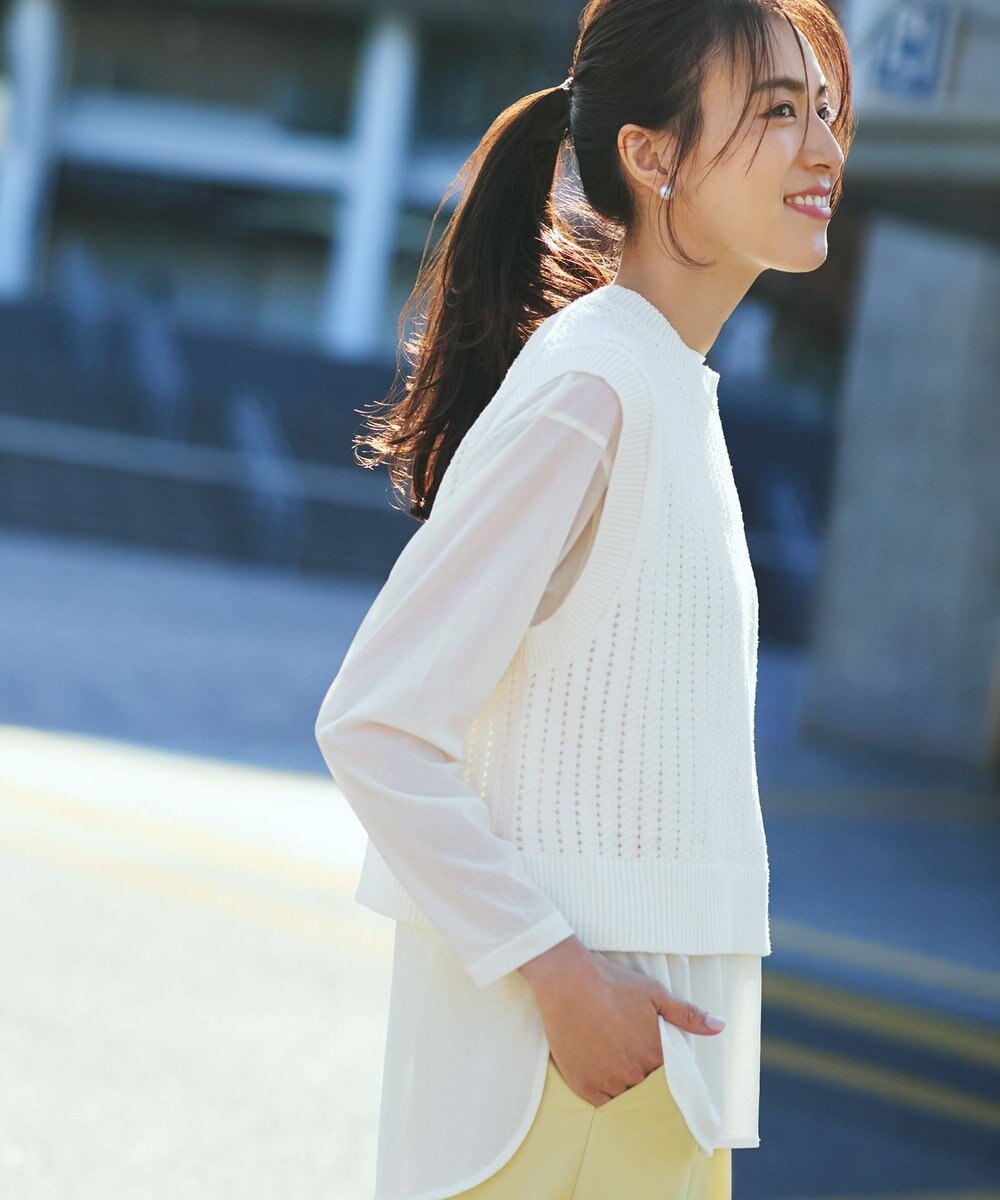 ANY L パターンメッシュニットベスト 