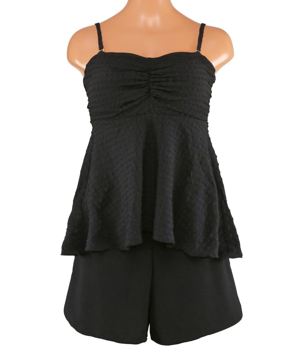 San-ai Resort（三愛水着楽園） WEB限定　ペプラム無地/チェック3点セット水着【Beach Queen（ビーチクイーン）】 