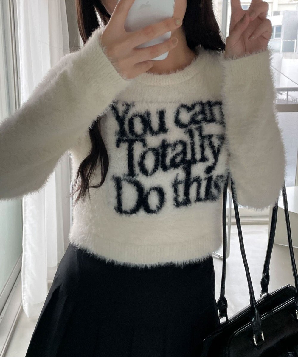 WEGO シャギーロゴコンパクトニット 