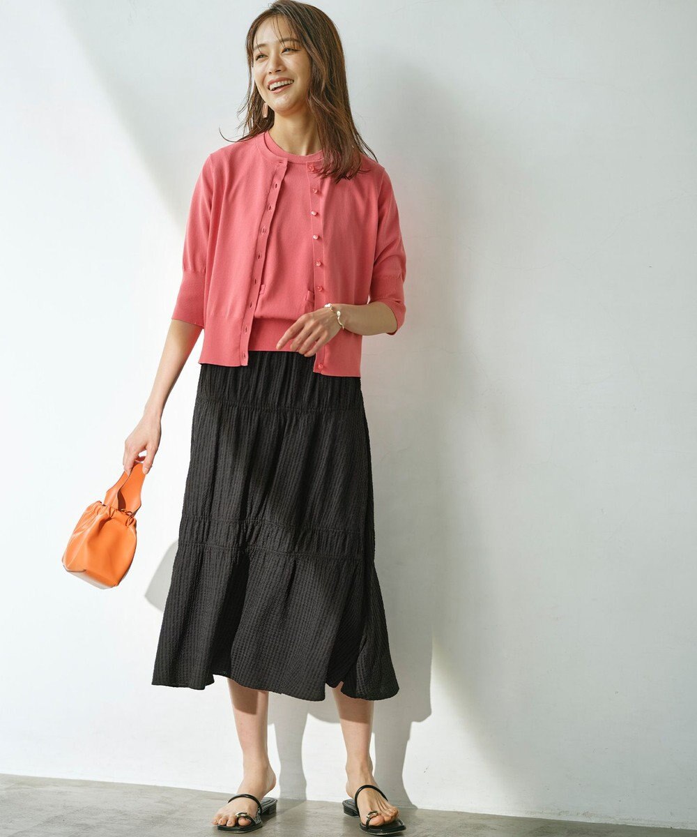 組曲 【洗える・6色展開】CANDYボタン 半袖カーディガン 