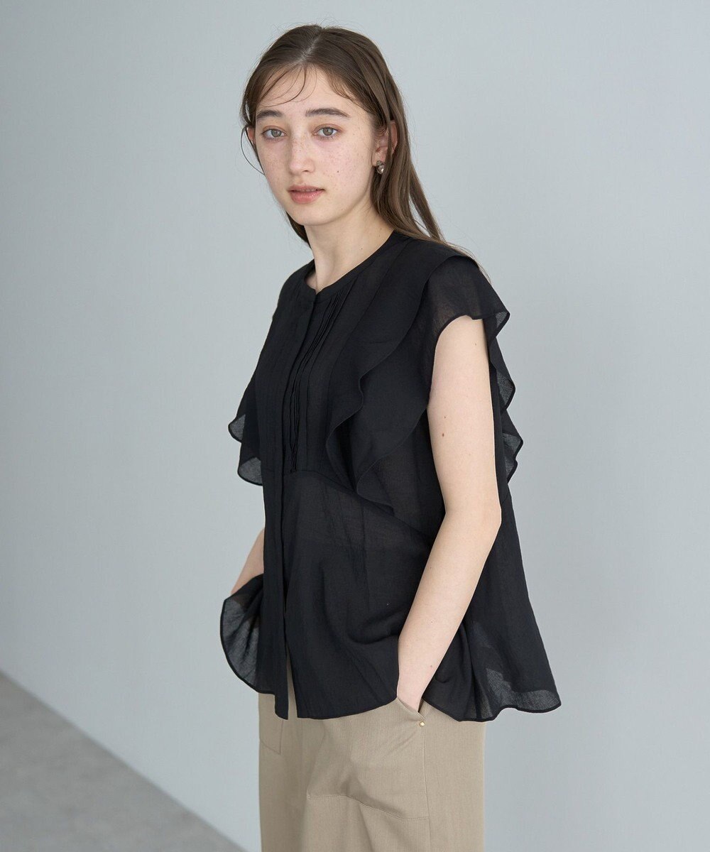 YECCA VECCA シアーラッフルブラウス 