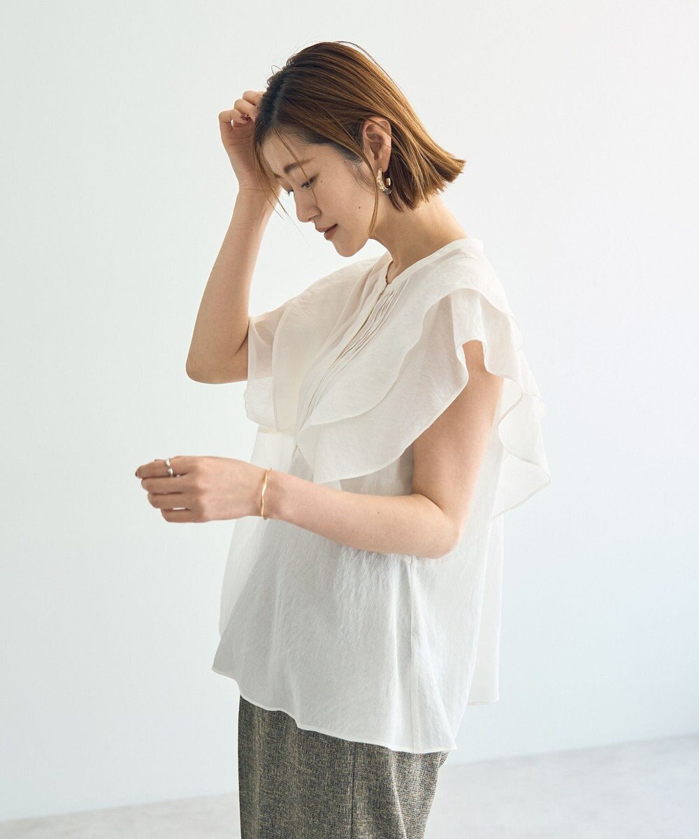 YECCA VECCA シアーラッフルブラウス 