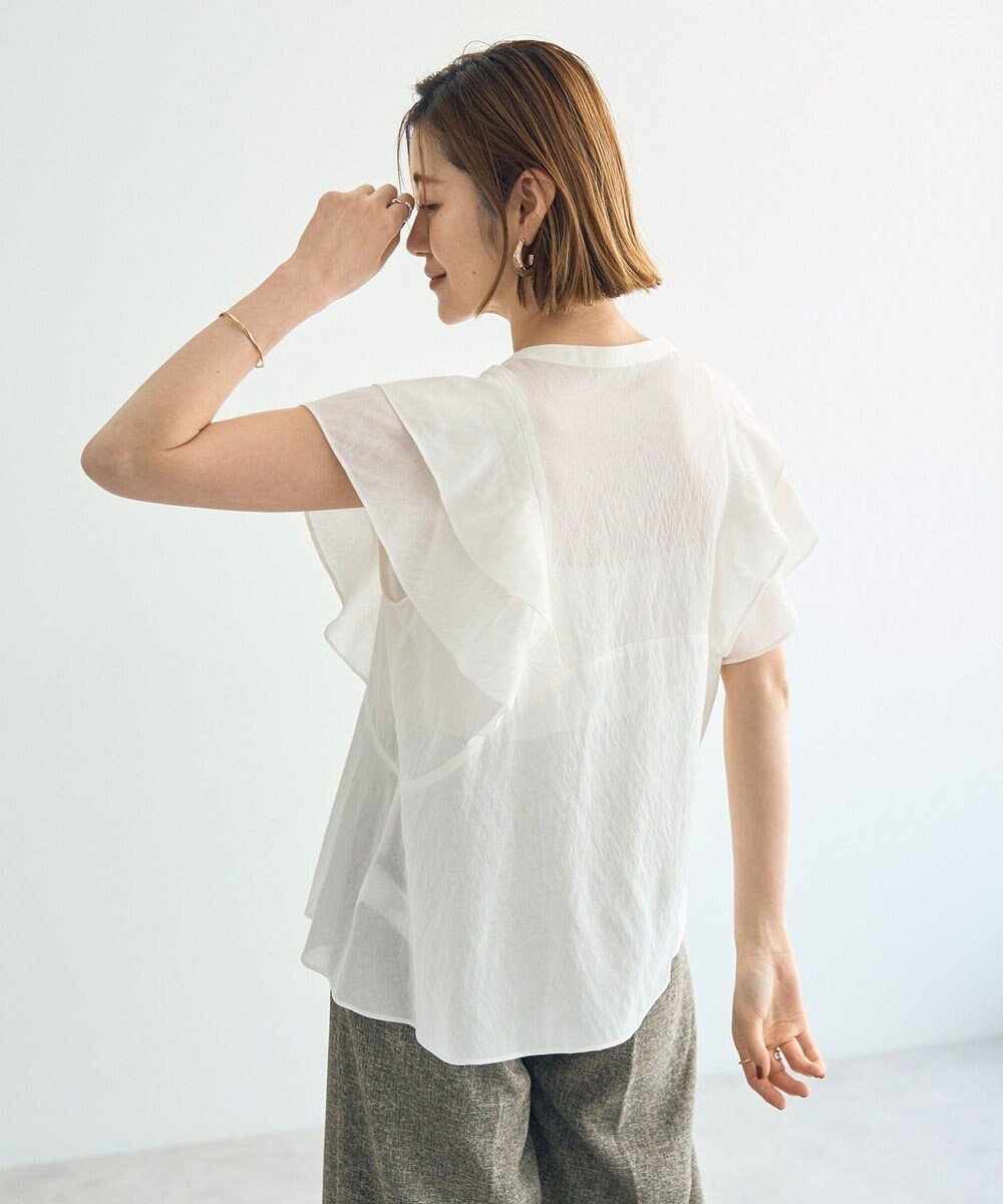 YECCA VECCA シアーラッフルブラウス 