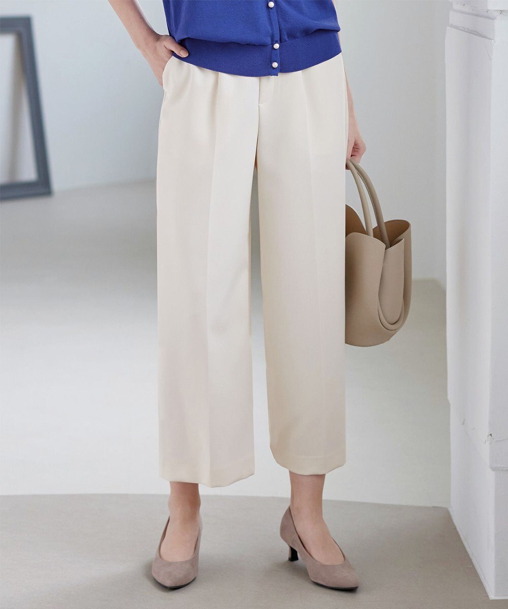 Tiaclasse L 【新色追加・洗える】センタープレスワイドパンツ 