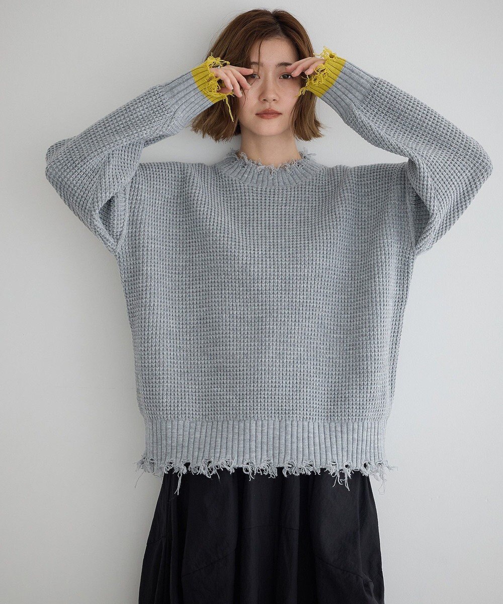 YECCA VECCA ダメージルーズニット 