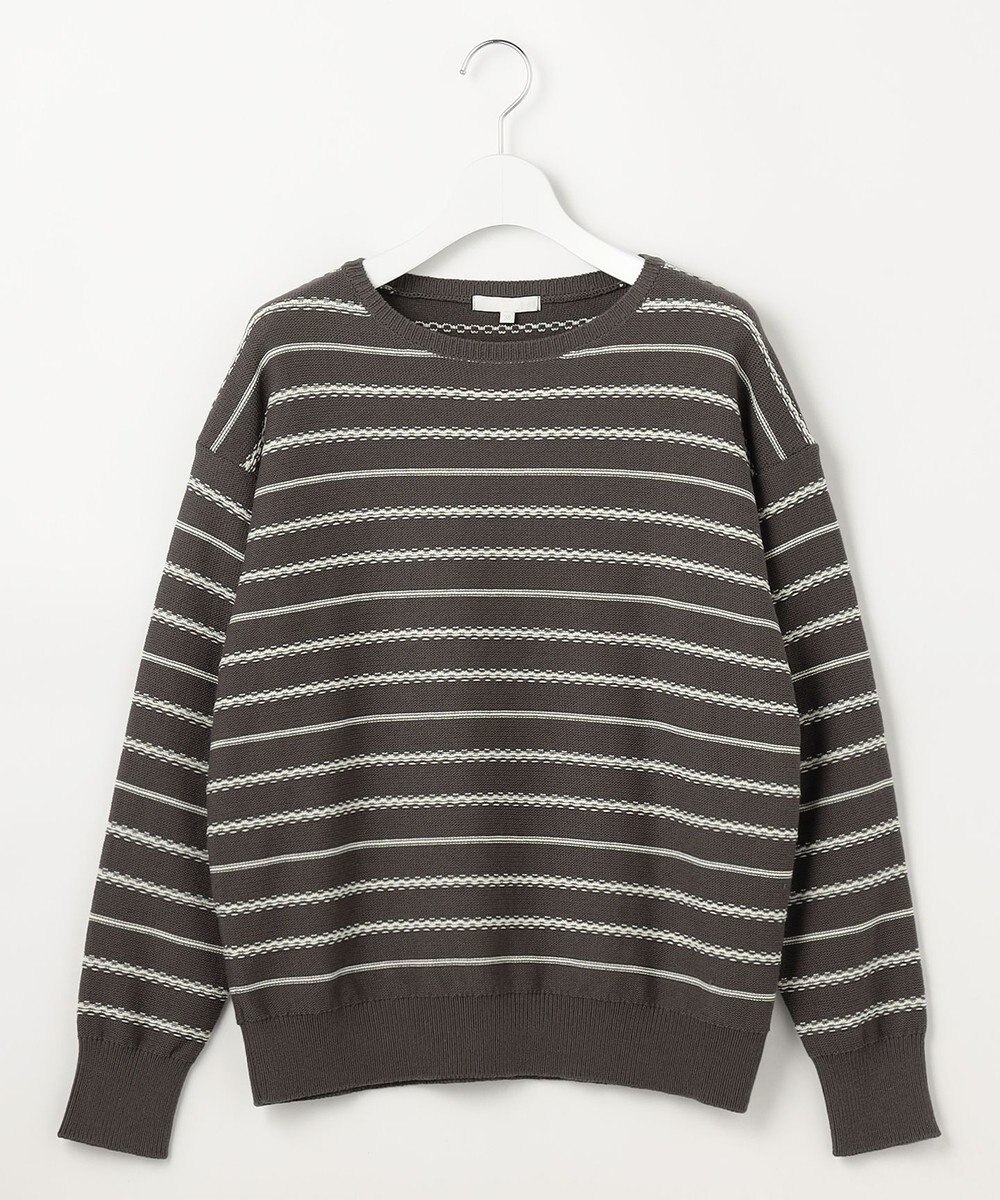 自由区 コットンポリミドルゲージボーダー ニット 