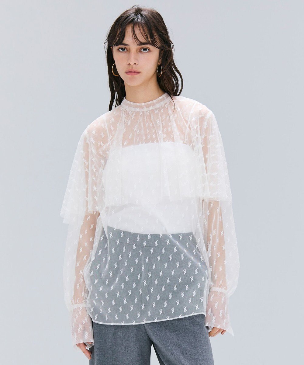 BEIGE， 【洗える・Oggi 11月号掲載】CLOVIS / ケープデザイン総レースブラウス 