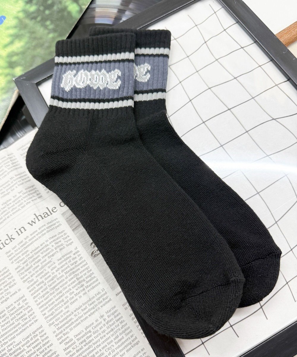 WEGO ラインロゴハイアンクルソックス 