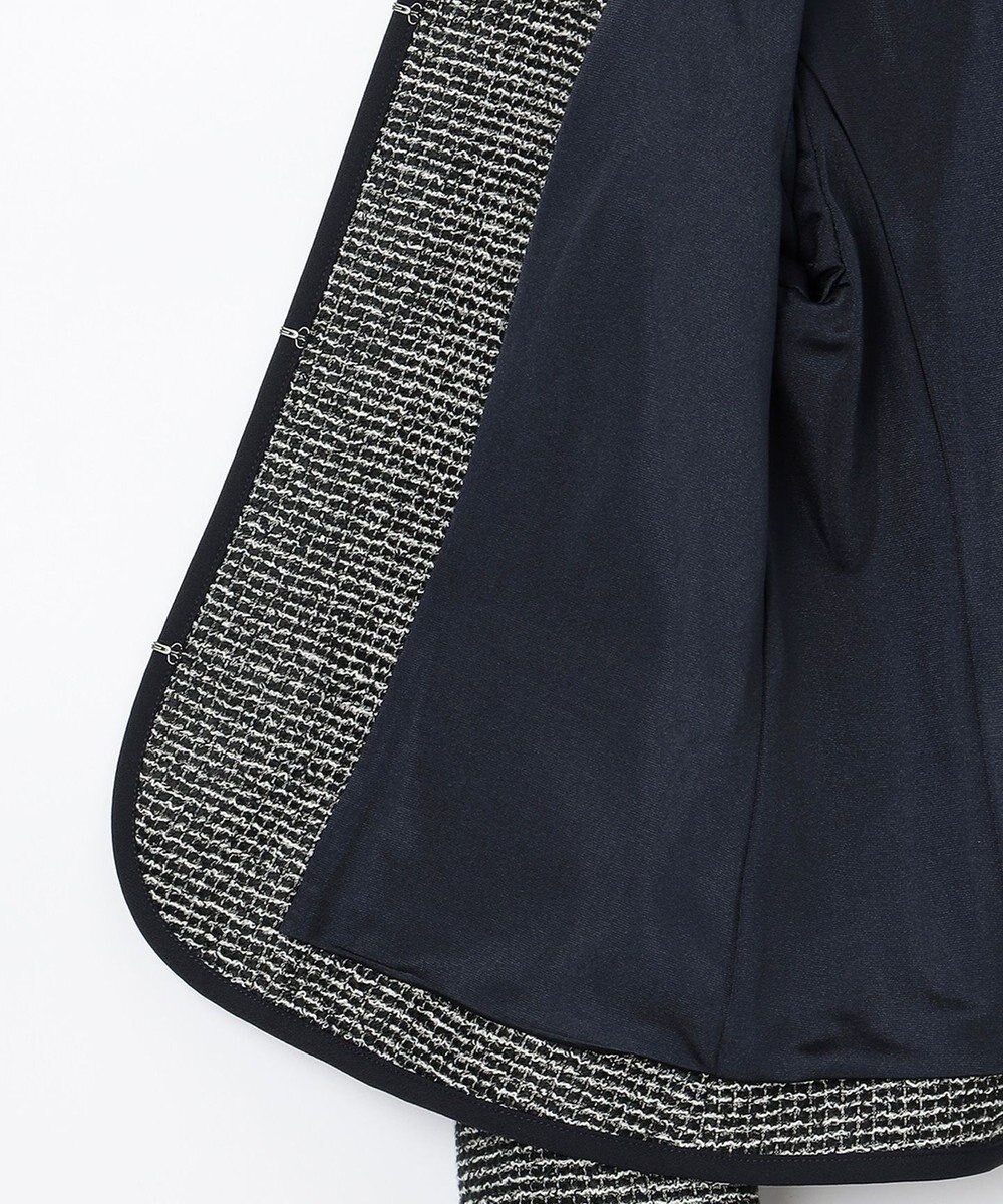 ANY SIS シャイニーストレッチツイード ノーカラージャケット 