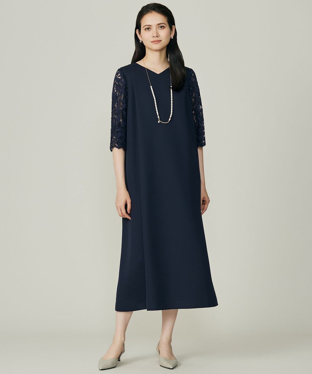 自由区 L 【17号サイズまで展開】フラワーレースダブルクロス ワンピース 