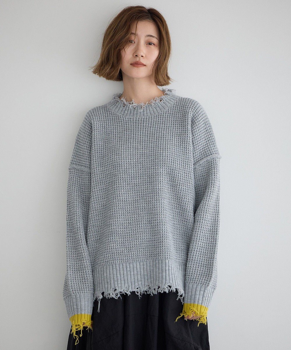 YECCA VECCA ダメージルーズニット 