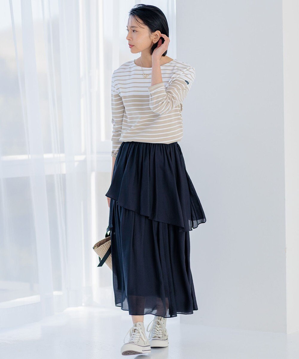 23区 【Oggi4月号掲載/洗える】シアーツイル ティアードスカート 