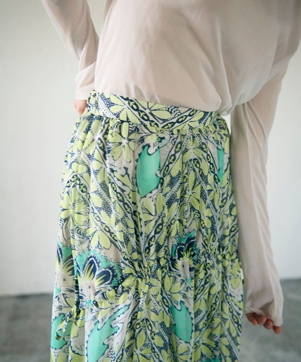 GRACE CONTINENTAL シフォンプリントギャザースカート 