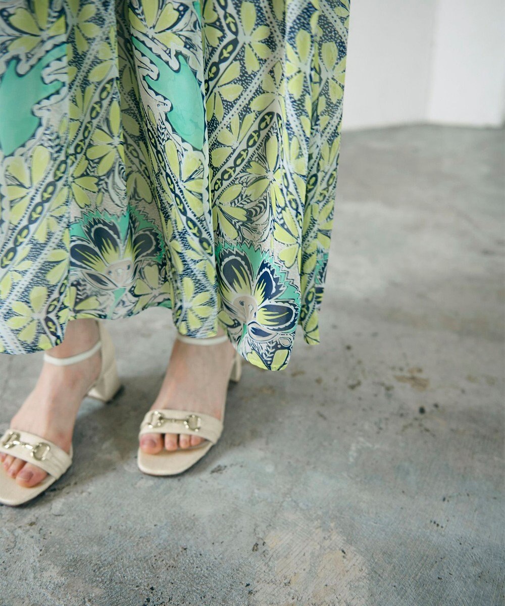 GRACE CONTINENTAL シフォンプリントギャザースカート 