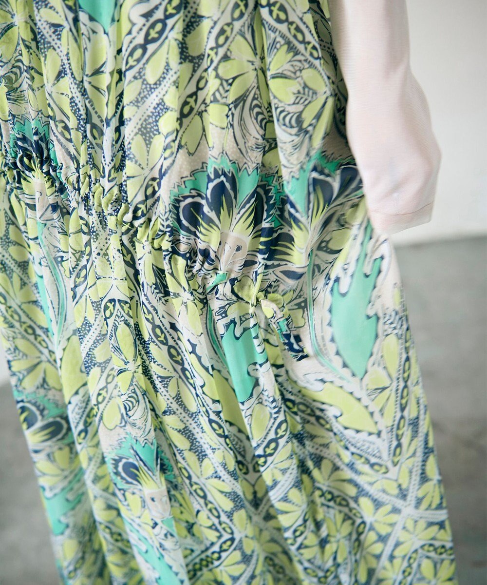 GRACE CONTINENTAL シフォンプリントギャザースカート 