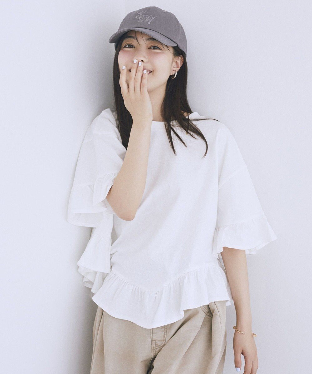 earth music&ecology ピグメントフリルTシャツ 