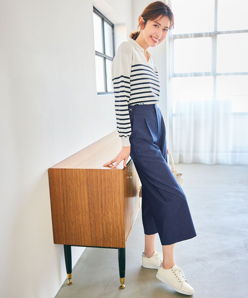 ANY SIS 【洗える】スキッパーポロ襟プルオーバー ニット 