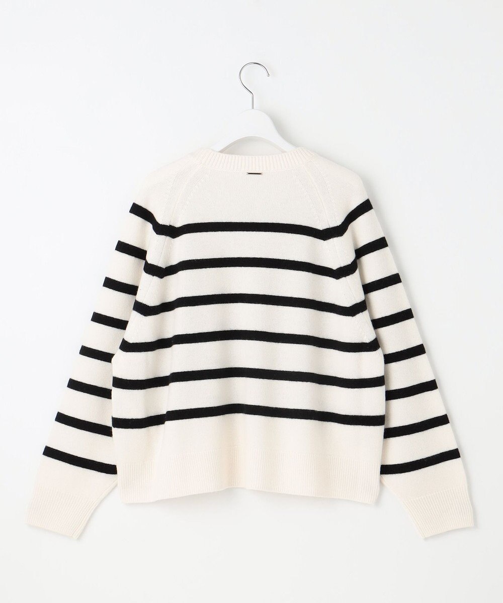 自由区 【洗える】ウールカシミヤブレンドボーダークルーネック ニット 