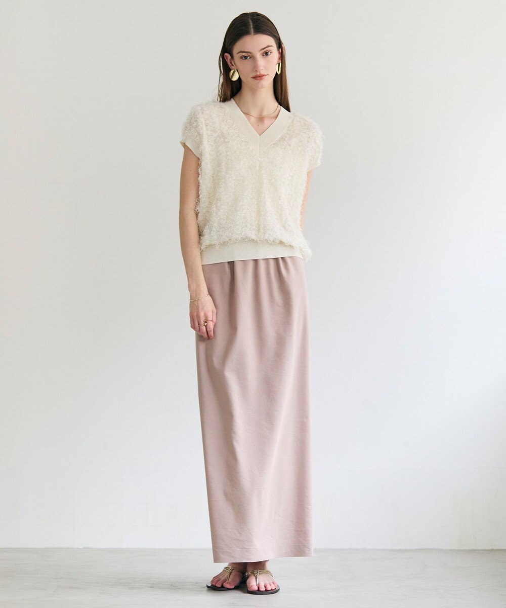 BEIGE， LYCORIS / カットフリンジ Vネックニット 