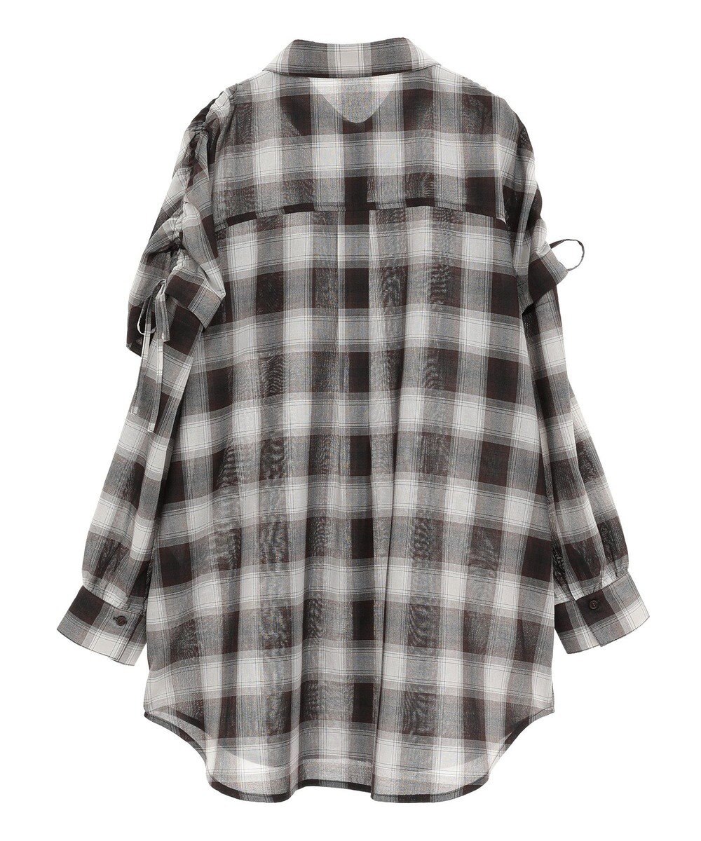 earth music&ecology 【2WAY】２ｗａｙショルダードロストリボンチェックシャツ 