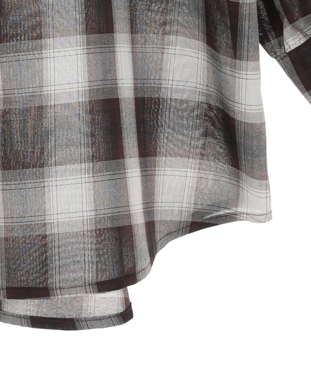 earth music&ecology 【2WAY】２ｗａｙショルダードロストリボンチェックシャツ 