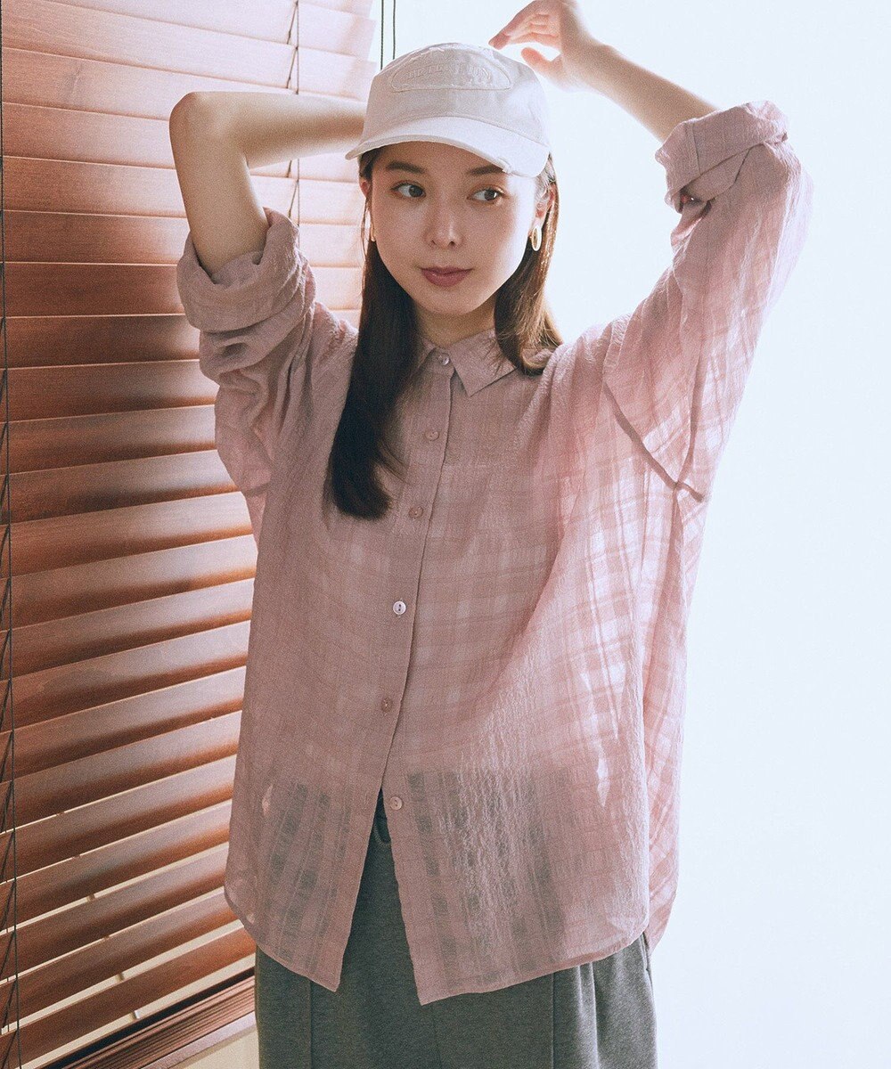 earth music&ecology シャドーチェックシャツ 