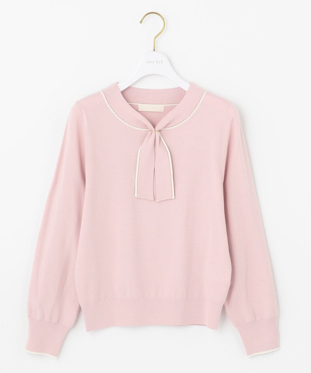 ANY SIS 【洗える】スムースボウタイ ニット 