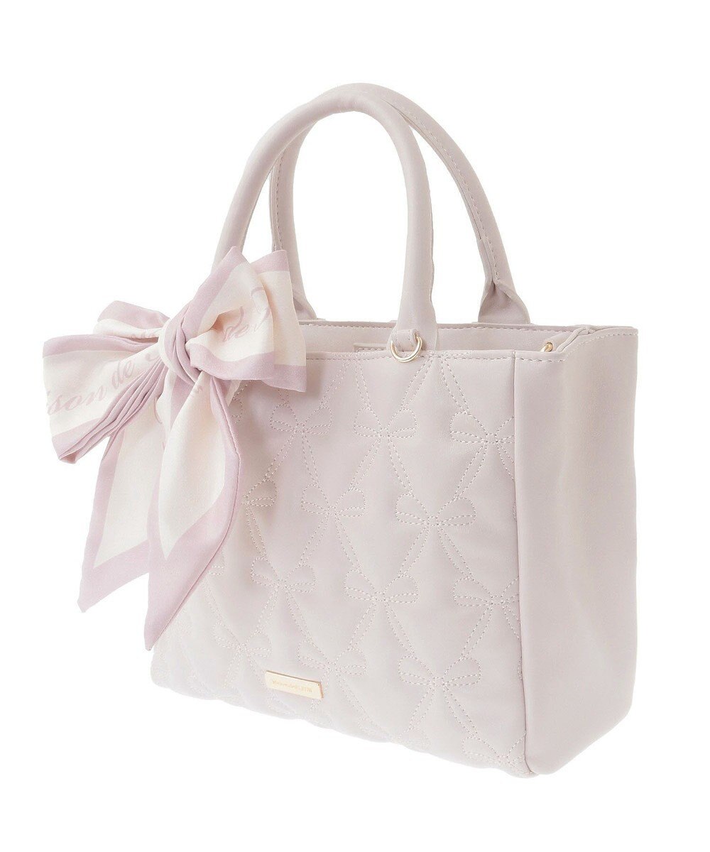 Maison de FLEUR スカーフ付きリボンキルティング2Wayトート 