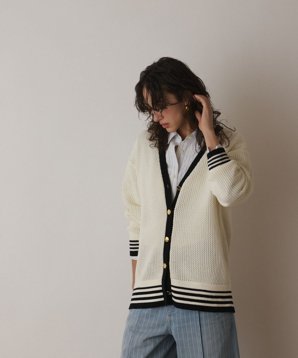 GRACE CONTINENTAL メッシュラインニットカーディガン 