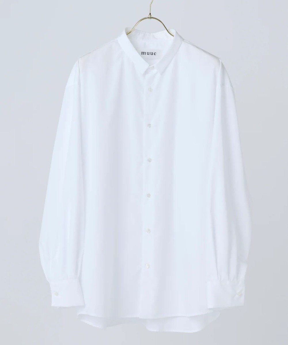 muuc 〈日本製・上質なブロード〉the amber shirt〈ユニセックス・大きいサイズあり〉〈3シーズン〉〈お顔スッキリ見せる小さめ襟のシャツ〉 