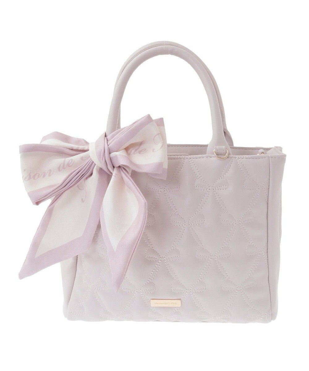 Maison de FLEUR スカーフ付きリボンキルティング2Wayトート 