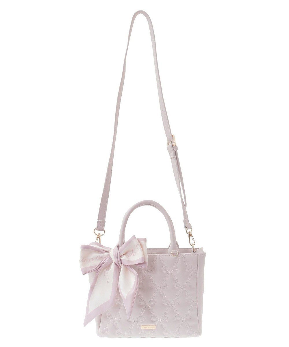 Maison de FLEUR スカーフ付きリボンキルティング2Wayトート 