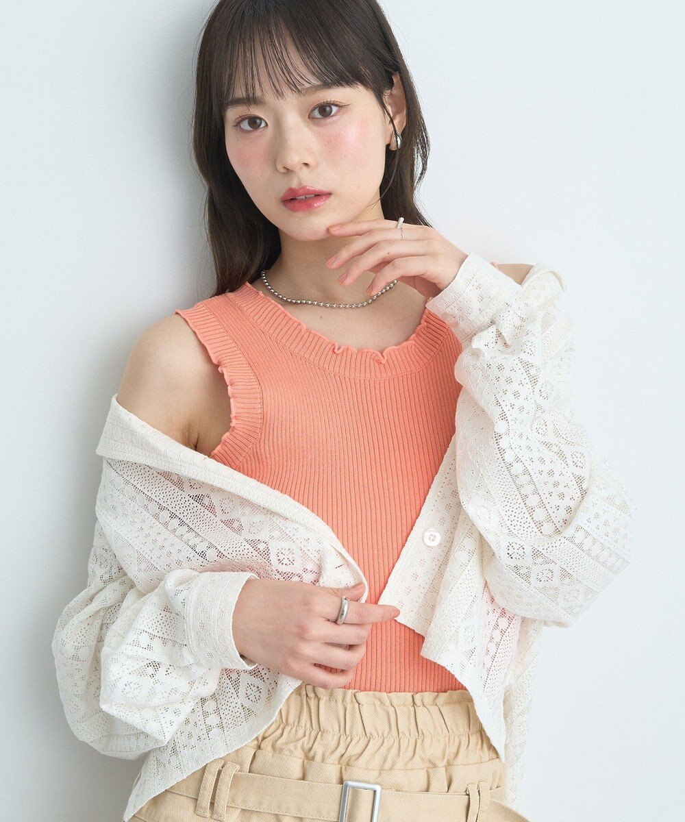 earth music&ecology フリルニットタンクトップ 