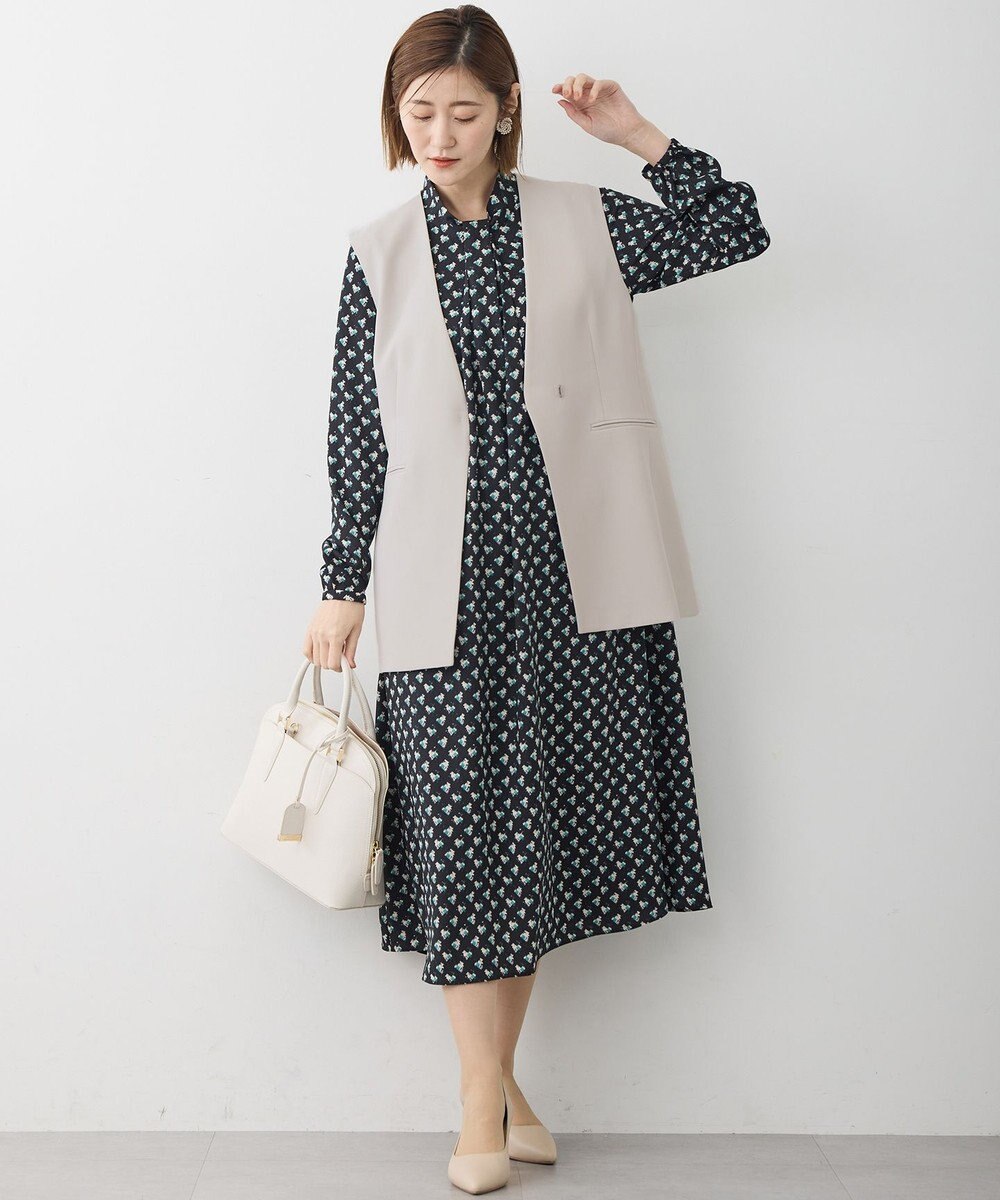 23区 【セットアップ対応/洗える】トリアセダブルジョーゼット ジレ 