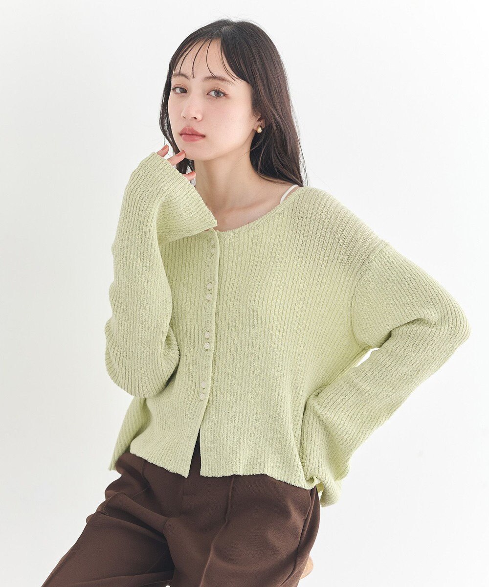 earth music&ecology 【予約】リブクロップドカーディガン 