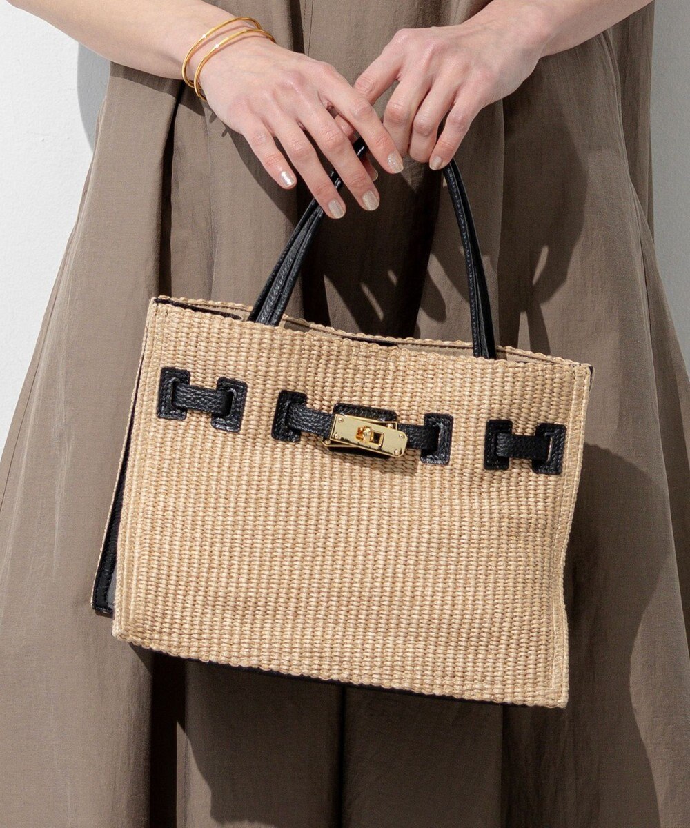 23区 【先行予約】VIOLAd'ORO イタリアンラフィアシート ベルトデザイン 2WAYトートバッグ 