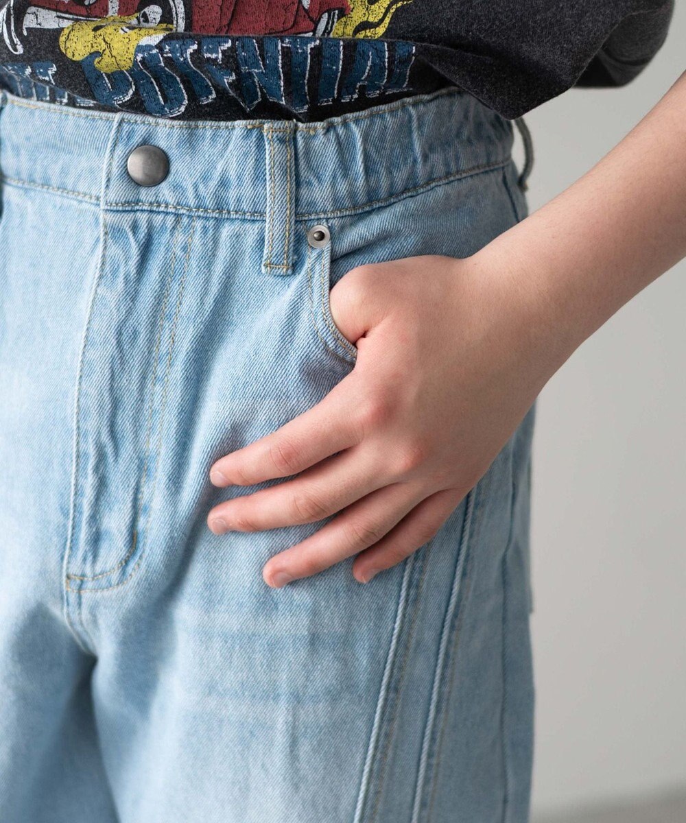 WEGO 【KIDS/150cm/160cm/ウエストゴム】イージー3Dバレルレッグデニムパンツ（JUNIOR） 